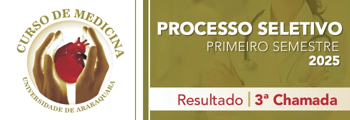 Banner de divulgao do Resultado do Processo Seletivo Medicina Primeiro Semestre 2025 - 3 Chamada